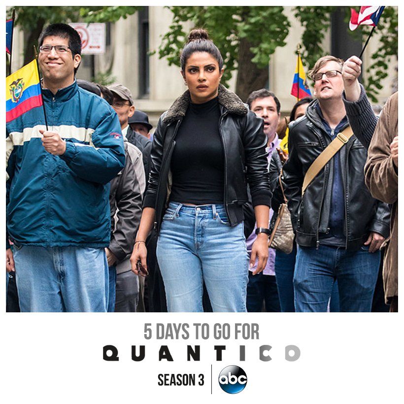 TeamPriyanka's tweet photo. The suspense, action and drama continues... @QuanticoTV Season 3 is back on April 26. Woohoo!! #5DaysToQuantico https://t.co/TFLLquYmGz
