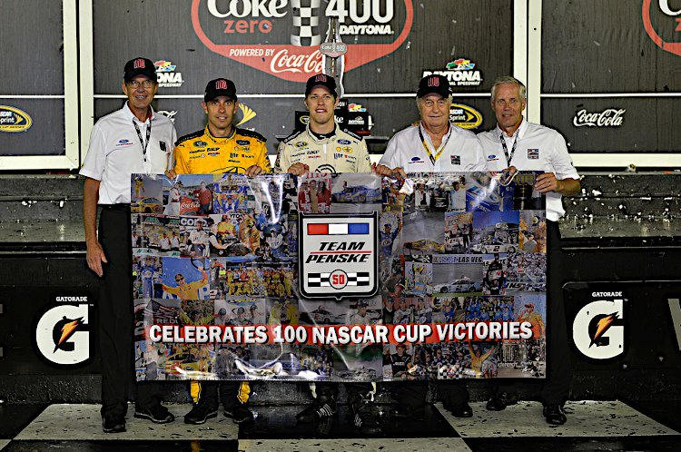 Team_Penske's tweet photo. July 2016: Roger Penske wins his 100th Cup Series race with Brad Keselowski in the Coke Zero 400 at Daytona. #VoteForTheCaptain https://t.co/sim0qnWizN @NASCARHall https://t.co/fdq3VBpT8z