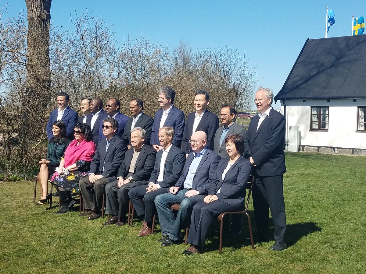 UN_Spokesperson's tweet photo. In Sweden, @antonioguterres begins his retreat with the 15 members of the Security Council. #UNSCinSweden https://t.co/ZX4OAZQLIS
