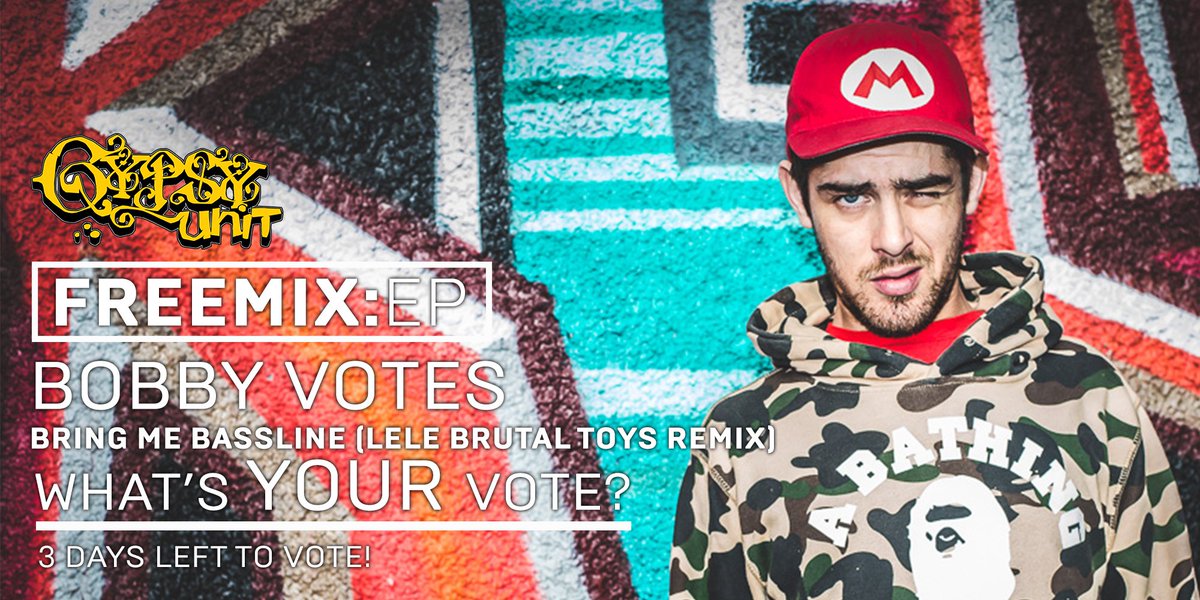Gypsy_Unit's tweet image. Only 3 days left to vote above on your favourite wonk from our FREEMIX:EP. Bobby's vote is 'Bring Me Bassline' (Lele Brutal Toys Remix). Tomorrow, Kerry's, next Jay's. Hold really tight. Tighter than a nun's...attitude 🤔. 
DL FREE here: bit.ly/2vakRcZ
Vote on our FB 👊.