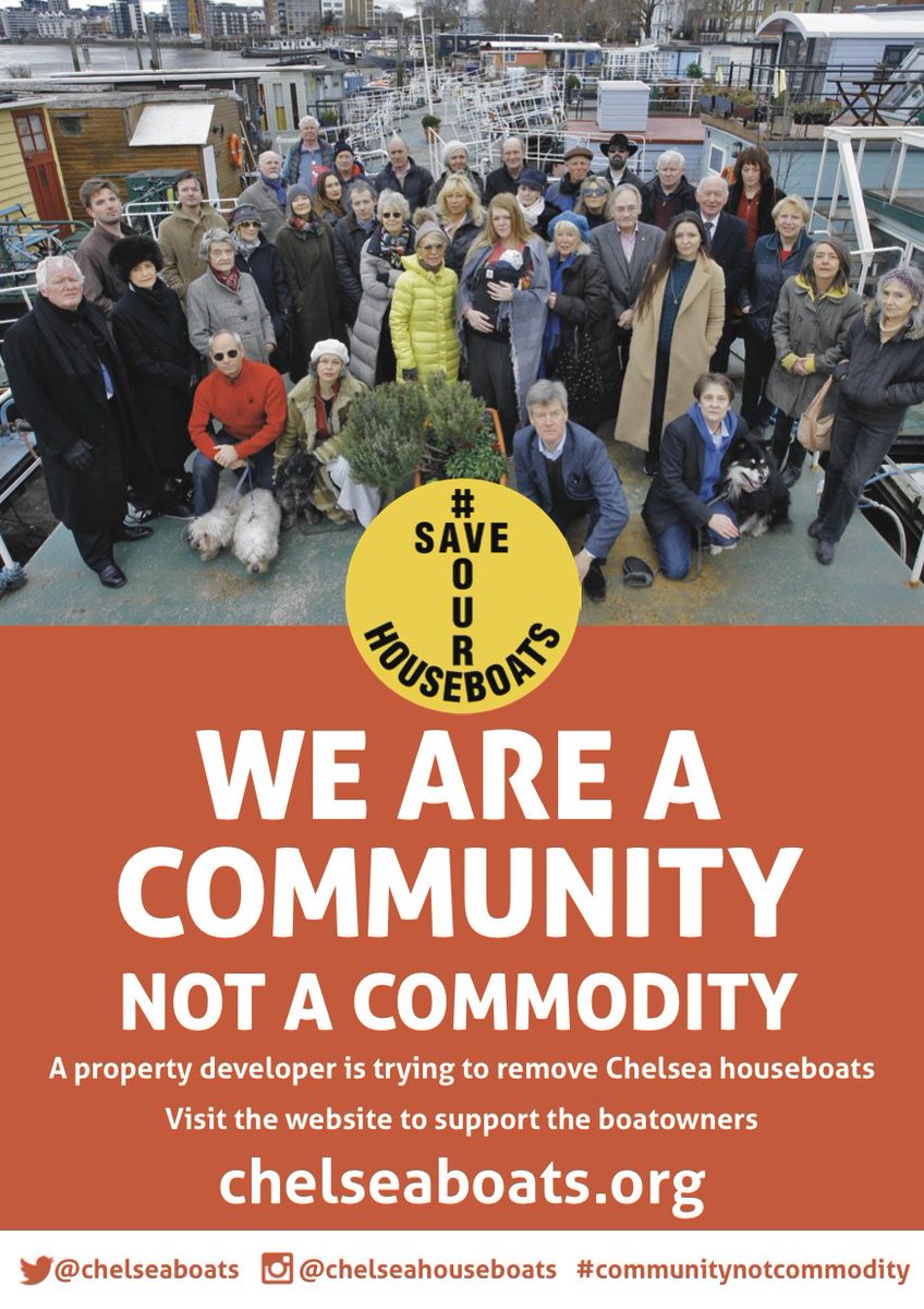 We are gathering now in Chelsea (King's Rd, Dovehouse Green) as a show of support for the boatowners.

Thanks to everyone who has come down. It is super to witness the support we have in the community.

Sign here: smarturl.it/crbapetition #saveourhouseboats #communitynotcommodity