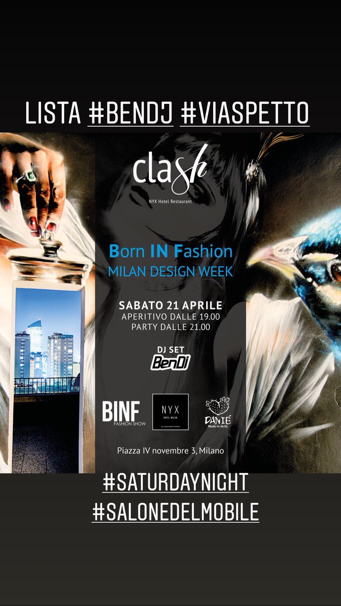 bendeejay's tweet photo. @bendeejay VI ASPETTO TUTTI #amici #listabendj #tonight @isaloniofficial @nyxmilan with #bendj #party #salonedelmobile #mobile #milano #binf https://t.co/oUo3B9XtrR