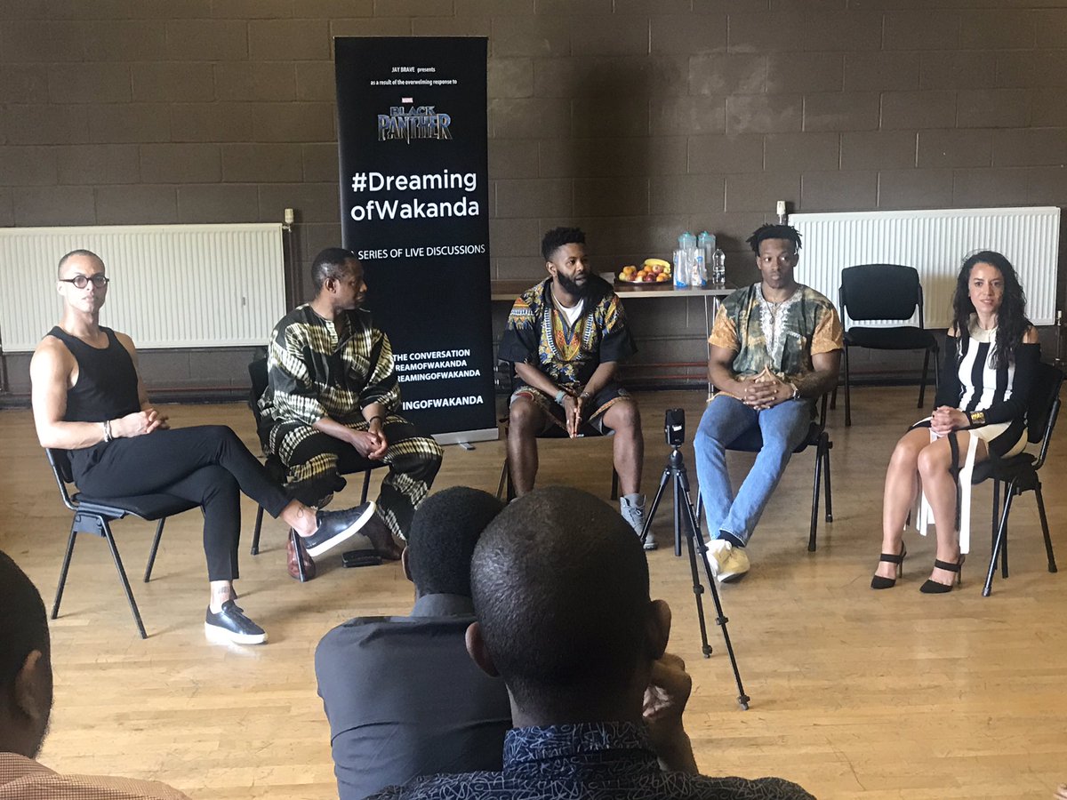 dreamofwakanda's tweet photo. Our first panel included @_busybeingblack @blackofrespect @wearerace_ and @Kalimba_C and has inspired us all. Lead by @jaybrave 🙅🏾‍♂️ https://t.co/Ihq48pzVEq