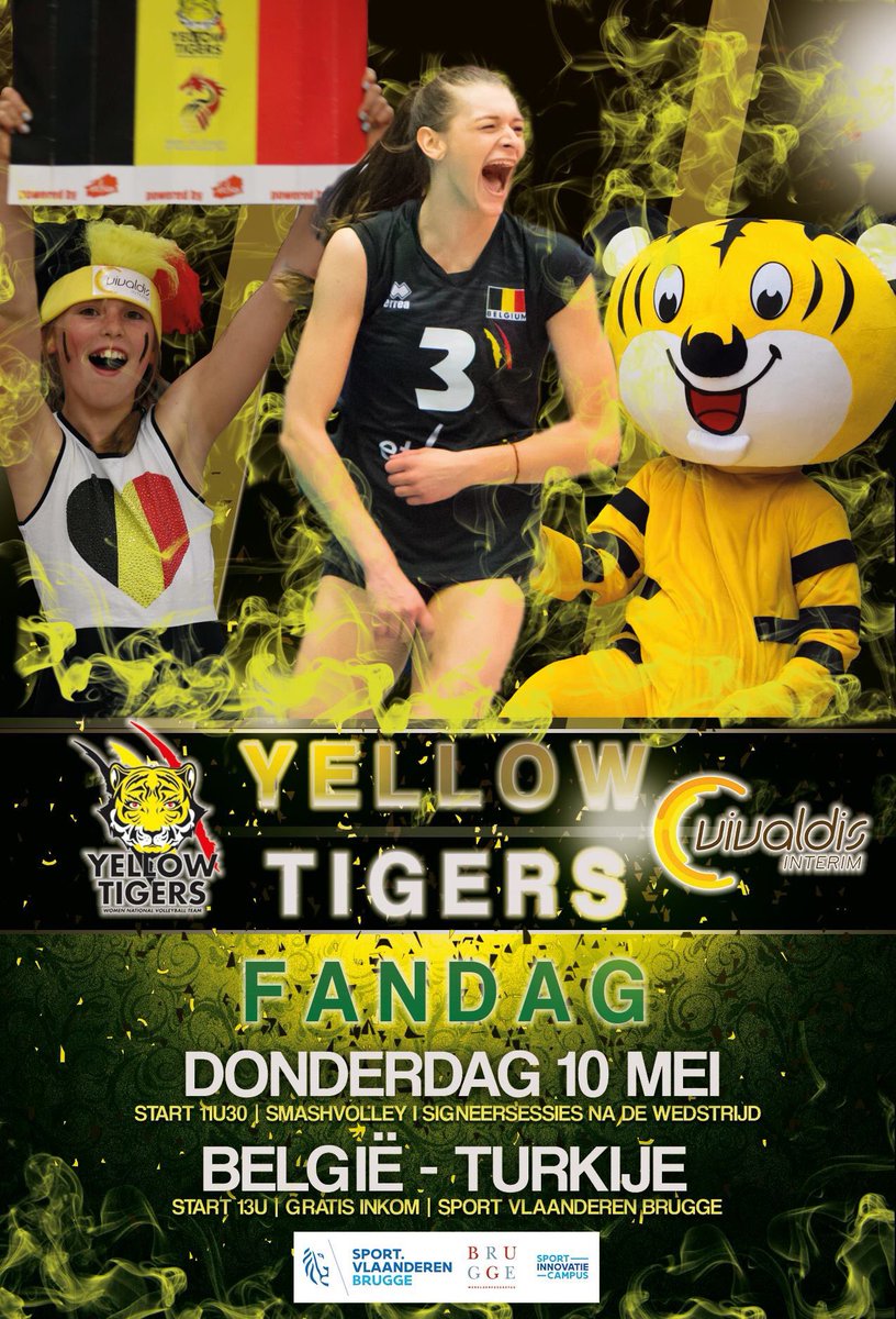 Ready? Set. GOOO!!! FANDAY🐯 Thursday 10/5. Bruges. Be there! #VICT #WeGoAsOne @vivaChallengers @Volley_Belgium <a href="/SportVlaanderen/">Sport Vlaanderen</a> <a href="/StadBrugge/">Stad Brugge</a>