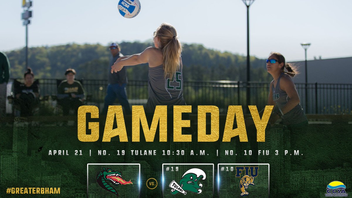 UAB_BVB's tweet photo. It's a must-win doubleheader for the Blazers today at the @CCSA_Beach Tournament with matches against No. 19 Tulane and No. 10 FIU. https://t.co/FgxqduOboF