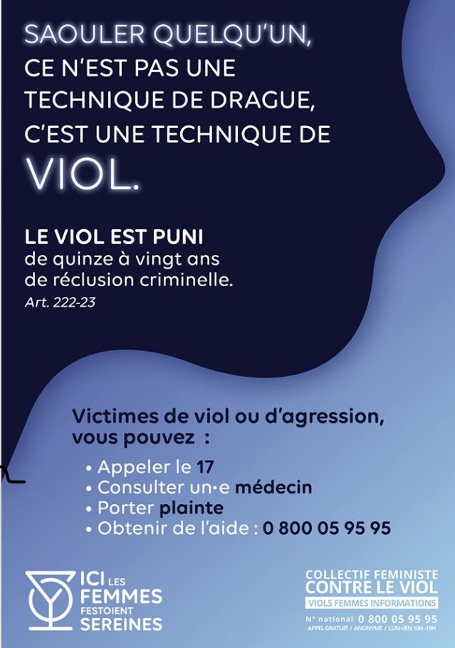 lazimigilles's tweet photo. Gérant.e.s d'établissements festifs, le CFCV a fait des affiches, à accrocher dans tous vos lieux. Usagères et usagers, n'hésitez pas à les diffuser et à les proposer aux gérant.e.s de vos bars et boîtes préférés @Violsfemmesinfo @MarleneSchiappa @agnesbuzyn @sophie_ferracci https://t.co/0jA6b8ZWd0