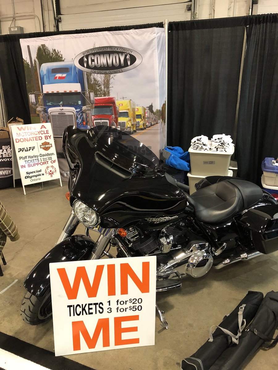 GTATruckConvoy's tweet photo. Last day for Truck World. Come see us in booth 2283 and get some information on both Convoys @TruckConvoyON @GTATruckConvoy Also enter the draw for this HD and support @SOOntario @TPSMotorSquad @torchrunontario https://t.co/dzpd51y1Ej