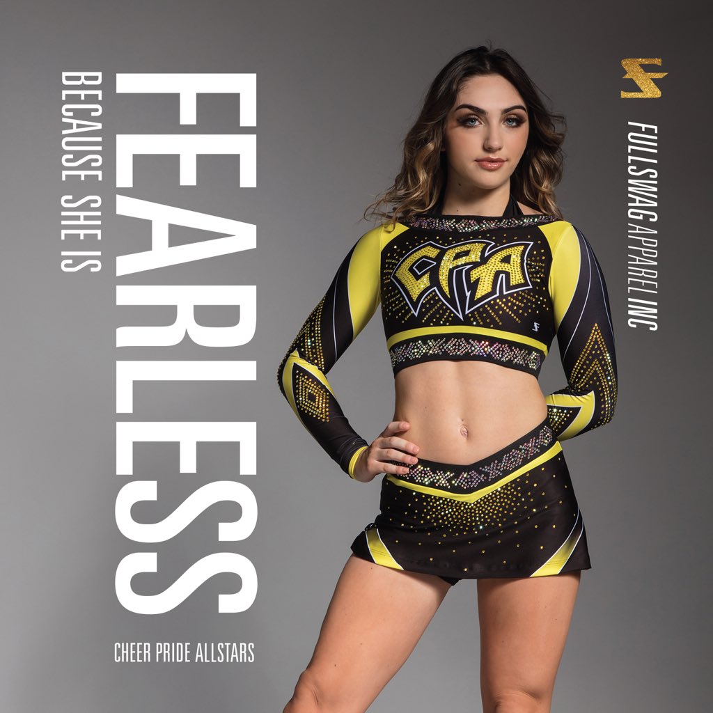 fullswagapparel's tweet photo. Because She is Fearless 💛🖤 Presenting the new uniforms for @CPA_Lions #TeamFullswag #FullswagFlawless #Cheerleading #Cheerleader #Cheer #CheerPride #NewUniforms @ChrissyZara @CACupdates1 https://t.co/lkWOoGFJhs
