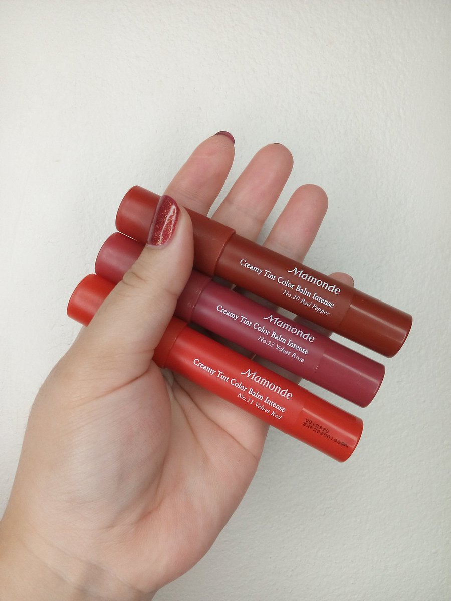 suwa_Gg's tweet photo. แจก 1 รางวัลจ้า! เอาไปคนเดียวทั้งสามแท่ง! 😄 Mamonde creamy tint color balm intense เบอร์ 11,13,20 แจกสำหรับผู้ติดตามของกิ๊กนะคะ รี+ฟอล ไว้โลด สุ่มแจก 5 พ.ค จ้า มาร่วมสนุกกันน๊า 😊 https://t.co/zCUQiCLUQM