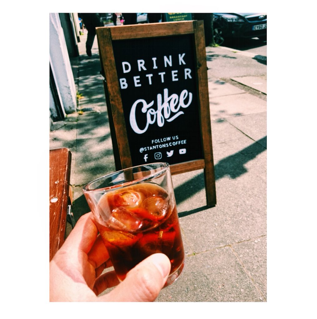stantonscoffee's tweet photo. A simple mantra to live by 😉#drinkbettercoffee 
.
.
.
.
#coffee #bettercoffee #sign #coldbrew #ice #icedcoffee #type #typography #coffeelover #instagood #stantons #london #northlondon #summer #sunshine https://t.co/AyUux2yidM