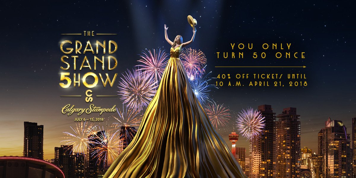'The Grandstand Show: 50' celebrates 50 years of Calgary’s iconic show and will be an event you cannot miss. Until 10 a.m. today, use promo code REVEAL to get 40% off tickets to the Friday, July 6 performance. stmpe.de/2HuJ4x5