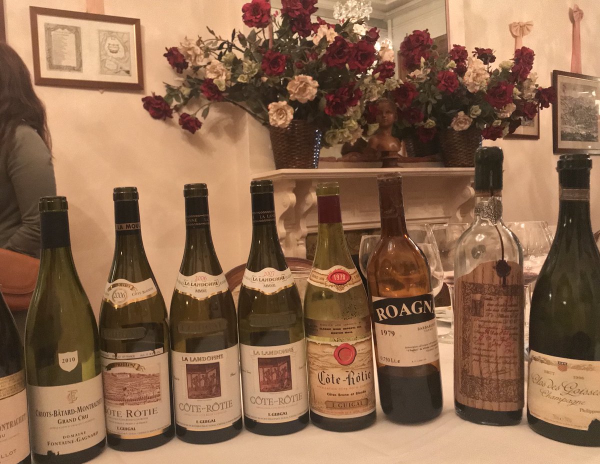 EdGrapeNutZimm's tweet photo. Readying for @venturecrushsf chat w/ @philippeguigal of @domaineguigal with #lalandonne 06&07 #lamouline 06, #cotebruneetblonde 1978 & #closdesgoisses 1996, 2010 #criotsbatardmontrachet #roagnapaje 1979 #barbaresco & @toroalbala 1946 #DonPX #ConventoSelección https://t.co/iBPTpsYwDK