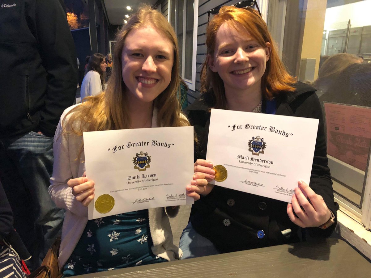 Thank you Marli Henderson and Emily Kirven for your contribution to the excellence and high standards as instrumental performers in the band and congratulations on winning Tau Beta Sigma’s For Greater Bands Award!