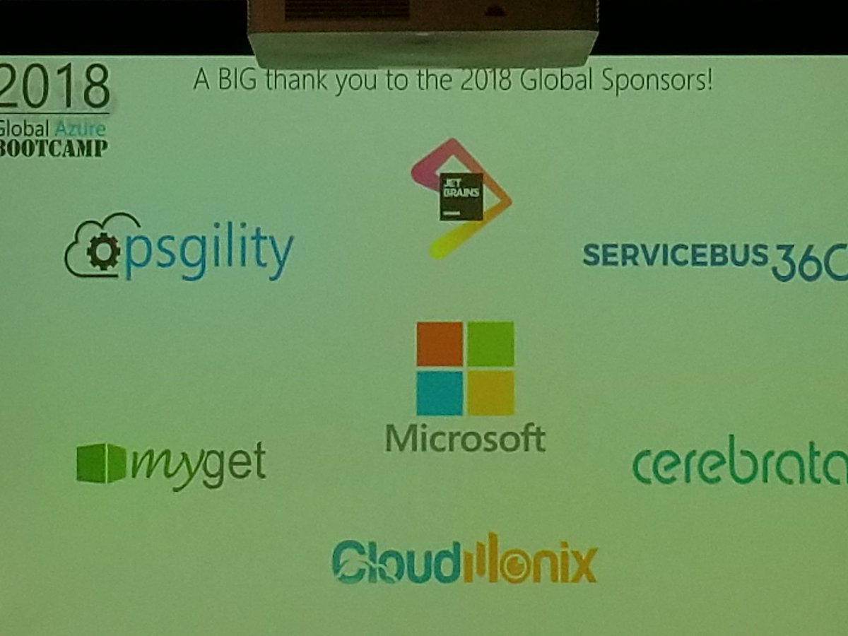 ccognetta's tweet image. Thanks to our local sponsors for #GlobalAzureBootcamp2018