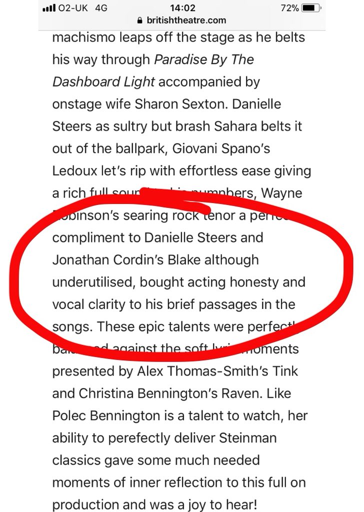 Jono_Cordin's tweet photo. Not a bad little mention... always knew I was under-utilised. #fightcaptain #assistantdancecaptain #swing #coverblake #coverbatfish #coverclivewinchester @BatTheMusical @DominionTheatre #blake #batoutofhell #london @British_Theatre https://t.co/YnGa28YLhx