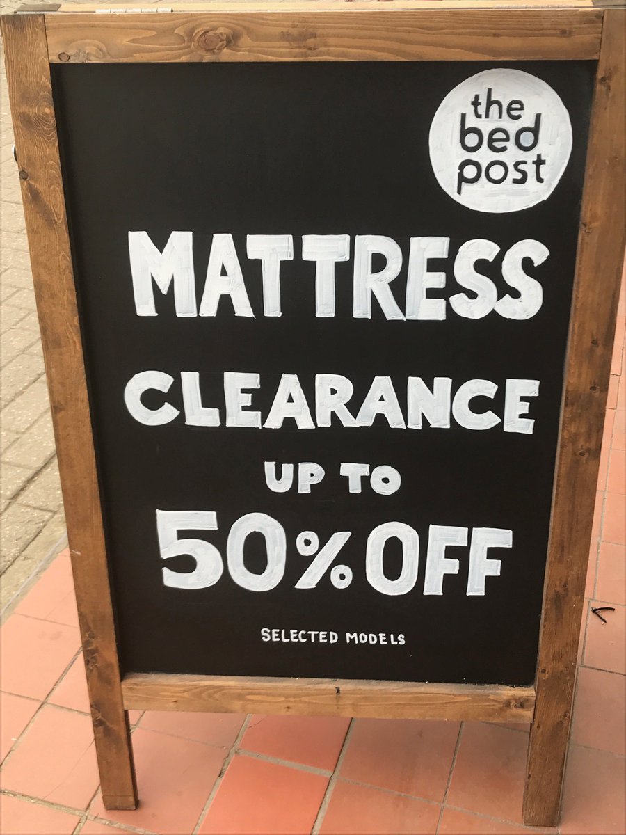 bedpostsurbiton's tweet photo. making room for new stock. 
Upto 50% OFF selected mattresses with over 35 mattresses covering all types and budgets, on show, to try before you buy. https://t.co/2I6GU6dGZy