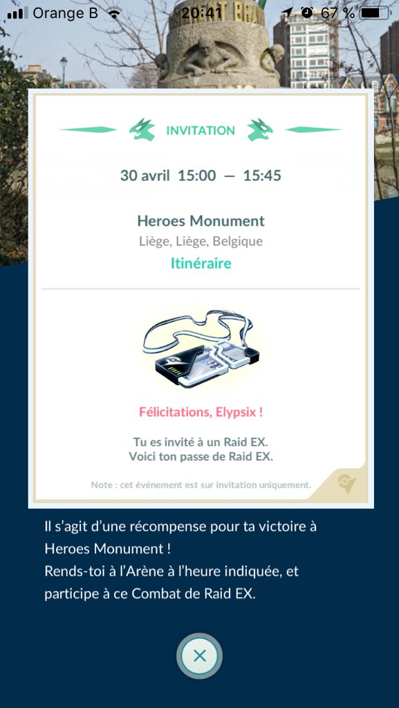 MonHomme7's tweet image. Dear #PokemonGo community, I just got my first #EXRaidPass any tips and tricks?