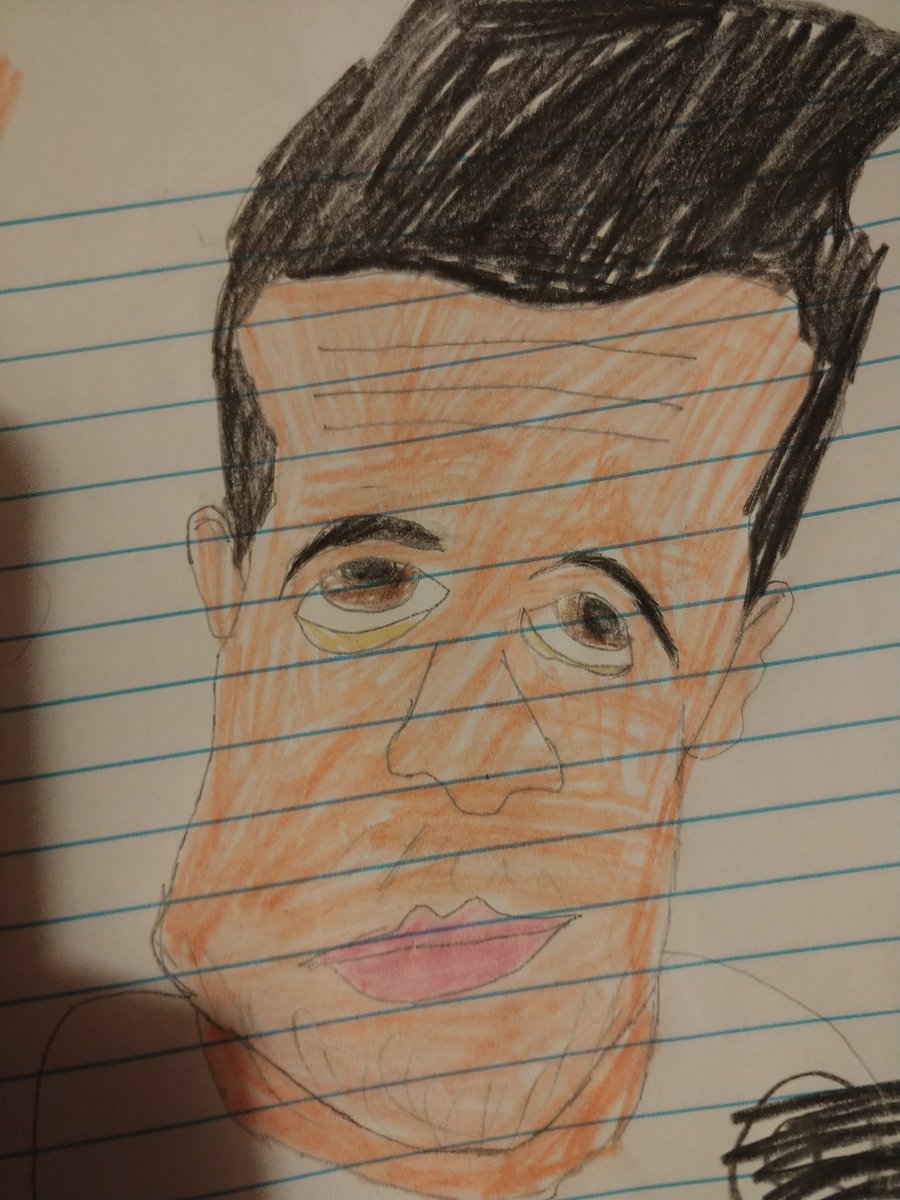 DrKaluless's tweet photo. A drawing of @brendonurie 

this looks almost exact https://t.co/bhrDukQNyN