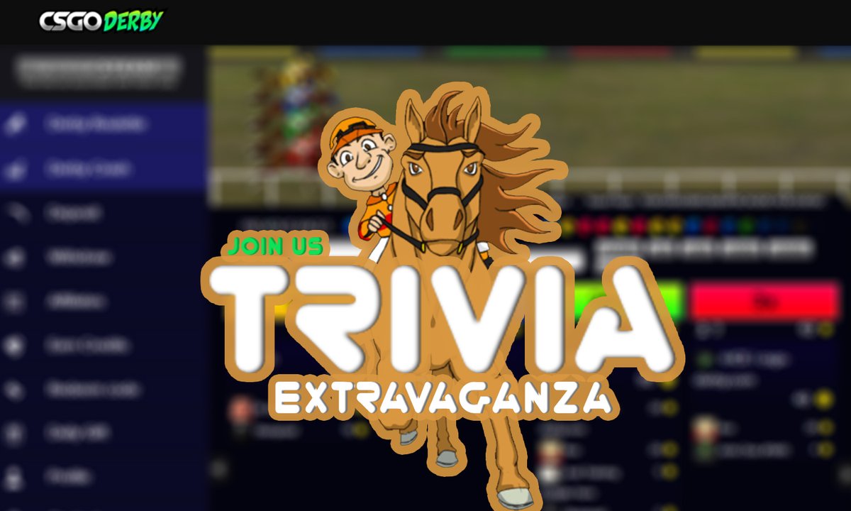 Trivia Extravaganza is ON tonight. Starting 2100 CEST we will give 30$ away in chat prices. Good time to #goDerby 🐎🐎🤪 for some fun #CSGOgiveaway