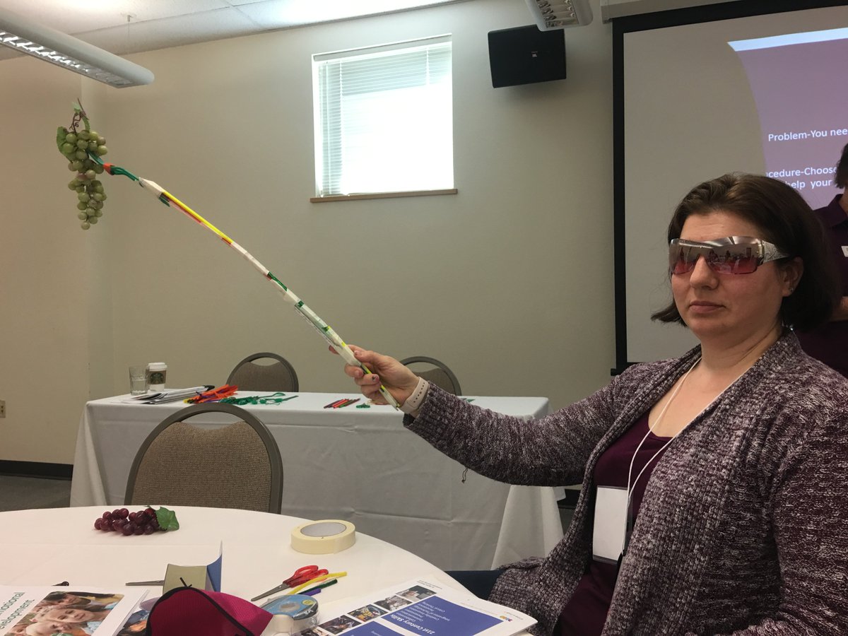 KristenKBarnett's tweet photo. We’re using STEM to design a fruit-picking tool using only a few materials! Here’s our creation! #ORAEYC https://t.co/x1ktct3Gt1