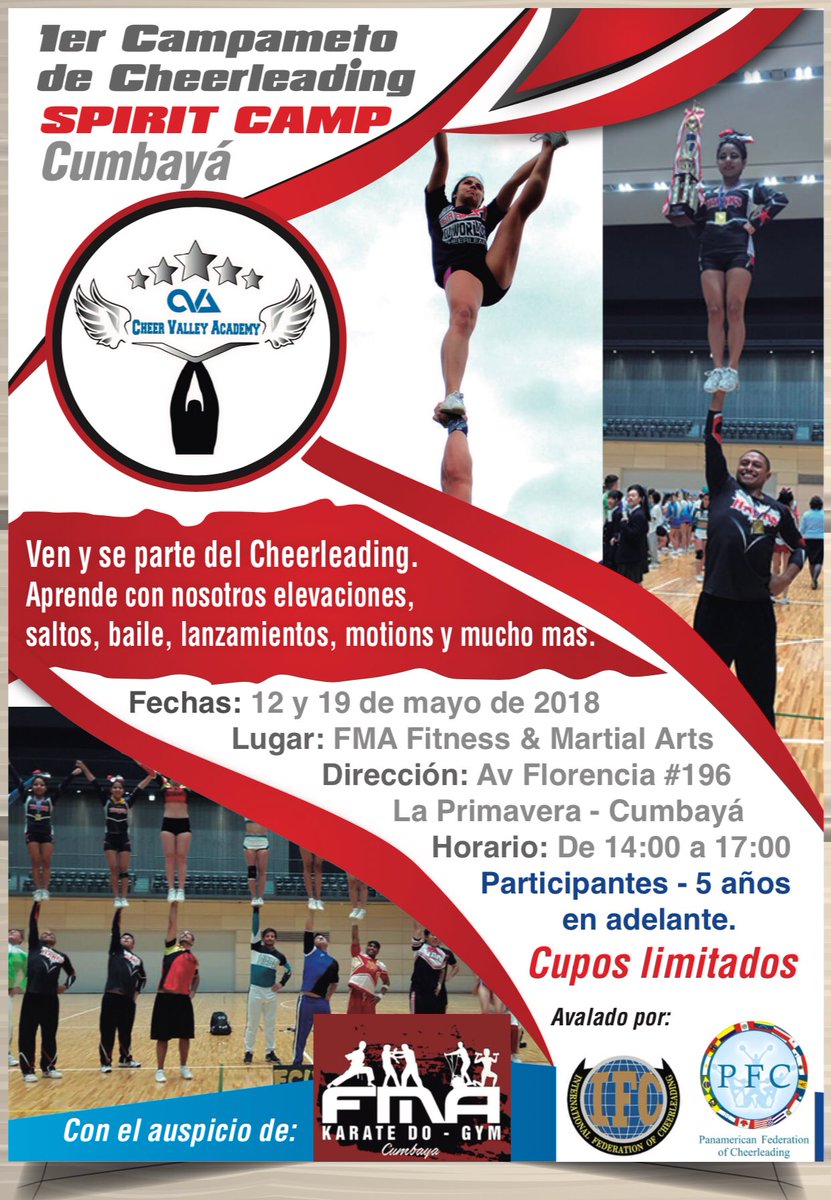 CheerValleyAc's tweet photo. El momento ha llegado!!!! 🎉🎉Tú qué esperas para inscribirte!🎉🎉

#cheervalleyac #cheerleading #cumbaya #tumbaco #losvalles
#porrismo #porristas #cheerleaders 
#ecuador #quito #recreacion #deporte #actividades #entretenimiento https://t.co/irh17pG4aq