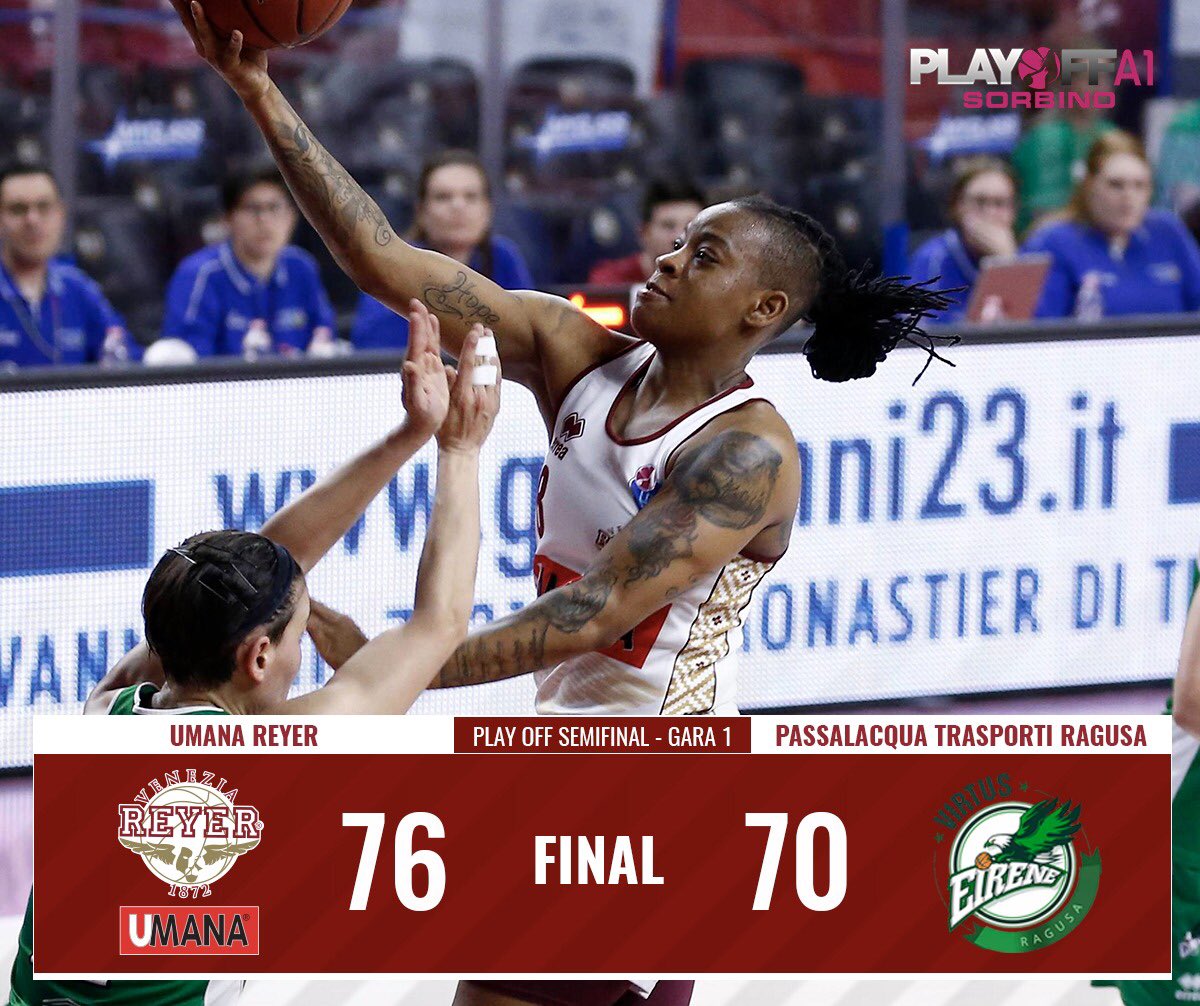 #Gara1 di semifinale scudetto è nostra 💪🎊🏀! L’Umana #Reyer supera <a href="/VirtusEirene_RG/">Virtus Eirene RG</a> al #Taliercio dopo una battaglia di nervi‼️ Prestazione MONSTRE di #Williams: 3️⃣3️⃣ punti, 1️⃣1️⃣ rimbalzi e 3️⃣ assist 😱❤️! Brave raga 👏👏👏! Lunedì #Gara2 (19.30) al Taliercio