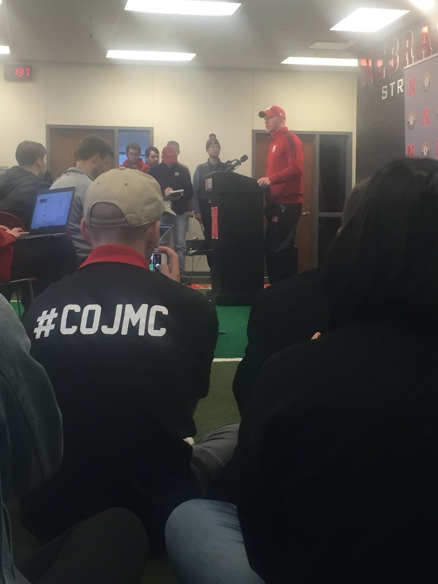 Unl_CoJMC's tweet photo. Students got the opportunity to attend the post-game press conference with @coach_frost! #CoJMCSpringGame https://t.co/RTMDbI45Jd