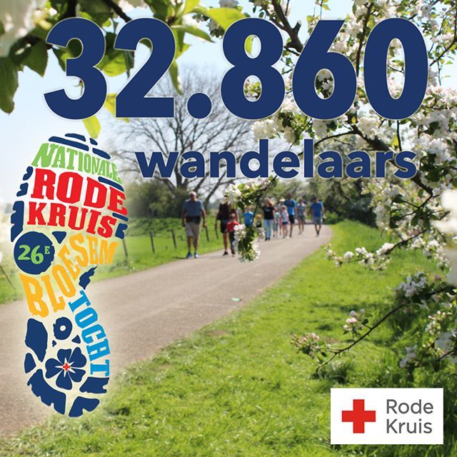 Bloesemtocht's tweet photo. Vandaag liepen 32.860 wandelaars de 26e Rode Kruis Bloesemtocht! Een nieuw record! Het was prachtig weer, er was volop bloesem en de sfeer was top! ☀ Bedankt voor je deelname en tot 13 april 2019! 👍 #Bloesemtocht https://t.co/JaHYgYUPwA https://t.co/WJ9854mxBx