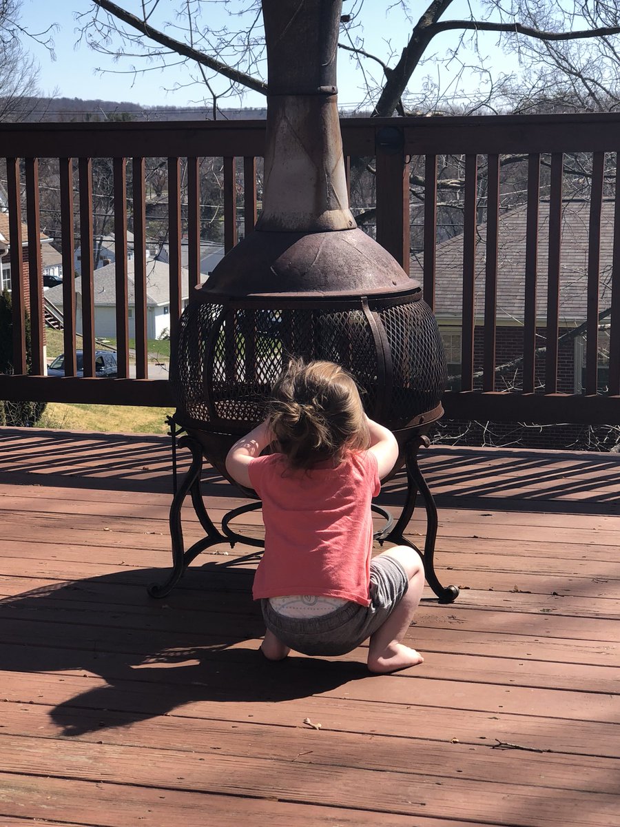 ciaracable's tweet photo. I come outside with my toddler and shut my eyes to appreciate the sun. Open my eyes 2 secs later and toddler’s ass is soaked from sitting in water and is halfway into the fire pit. Happy Saturday https://t.co/LyokWOkqg7