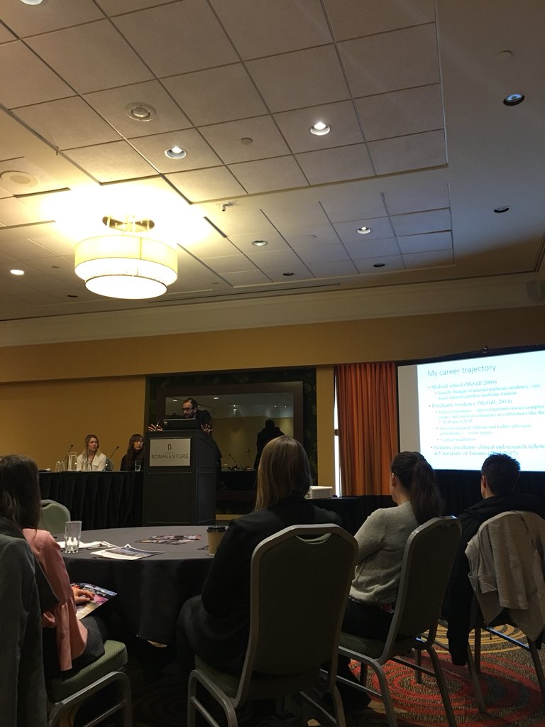 NGIG1415's tweet photo. Dr. Soham Rej speaking about ‘why geri psych and much more’ at #NGIG student day! @CanGeriSoc @GeriInterestGp https://t.co/rvUrS05tjB