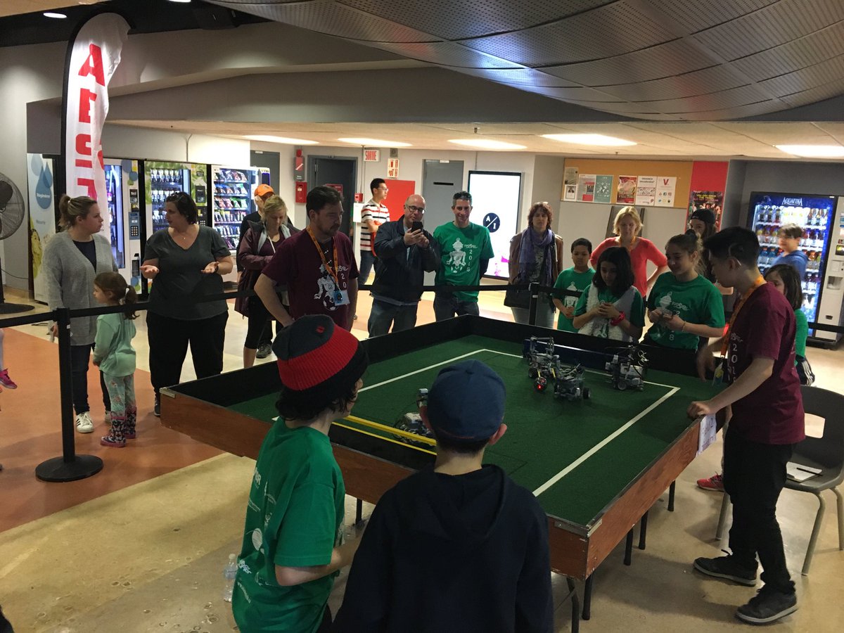 merton_school's tweet photo. Merton vs. Merton at the robotics soccer finals! https://t.co/dxw2mO3aLU