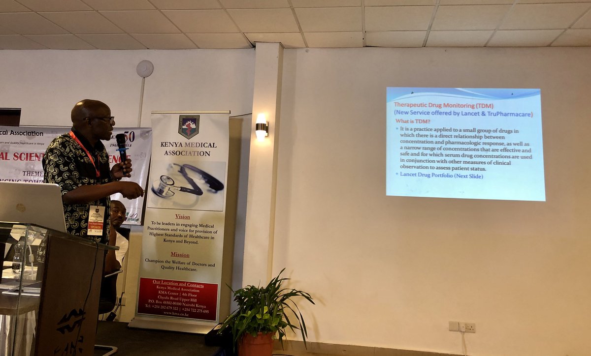 DrAhmedKalebi's tweet photo. Prof.Francis Ndemo,
BPharm(UK), PharmD(USA), MRPharmS(UK) Doctor of Pharmacy & Pharmacotherapy Specialist discussing Comprehensive Medication Therapy Management #CMTM & Therapeutic Drug Monitoring #TDM at #KMAat50. New service in KE by https://t.co/D3WxsSjSNe & #LancetGroupofLabs https://t.co/Psn03xApaU
