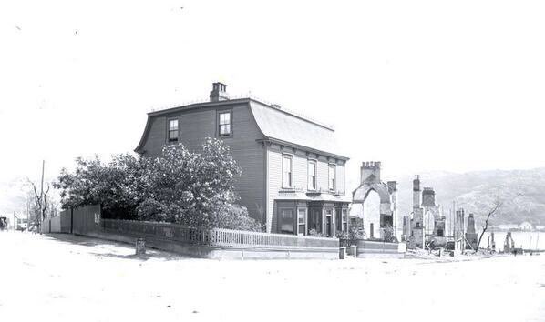 Shea-Rendell House, 82 Cochrane St., corner of Military Rd., all the houses around have burned to the ground, c.1892