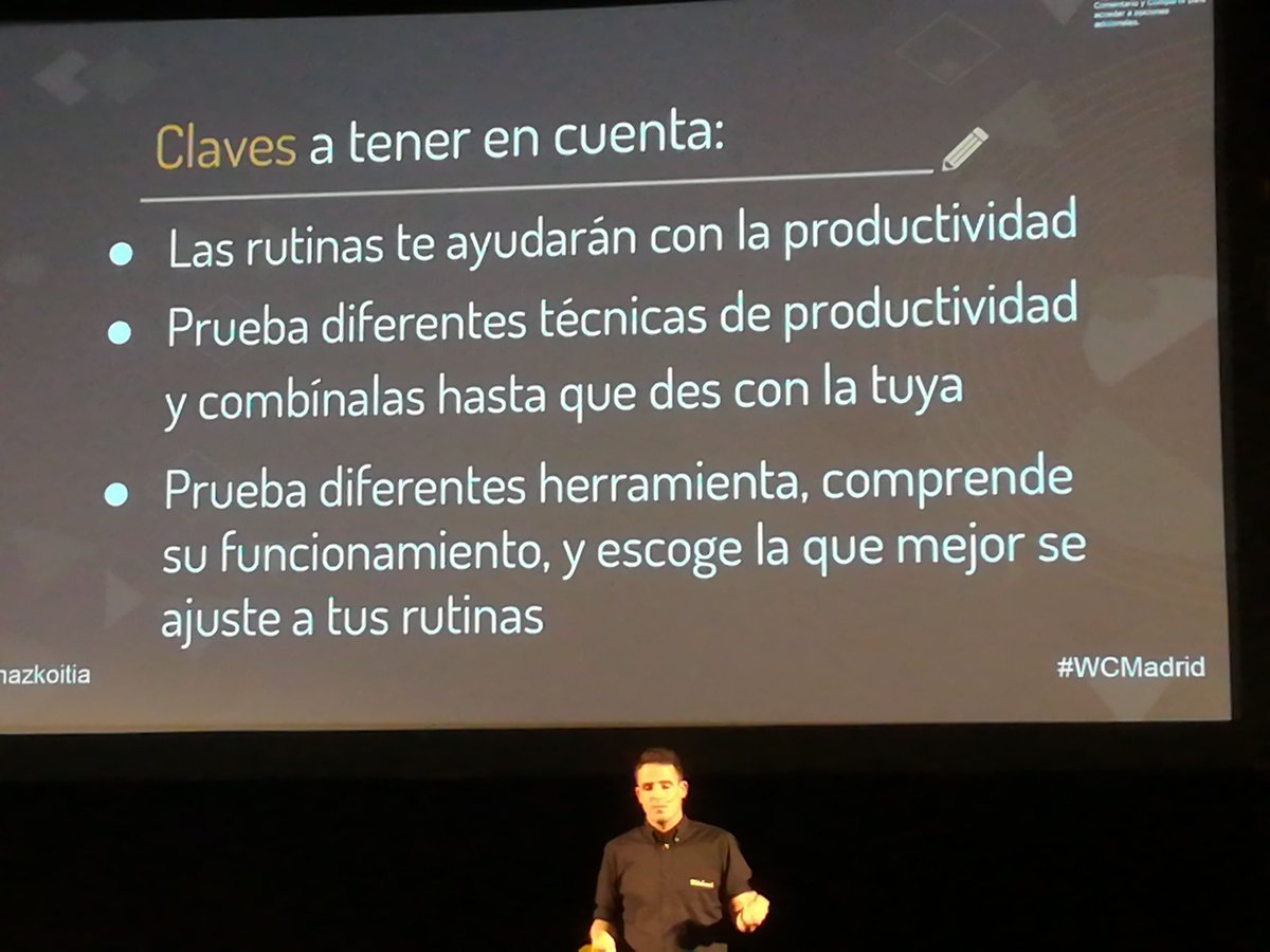 natipozon's tweet photo. Se proactivo gracias a la ponencia de @ibonazkoitia gracias por tus buenos consejos #WCMadrid https://t.co/nVMoxiKs1i