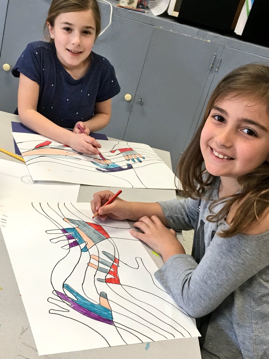 jemmer_art's tweet photo. Check out these amazing 3rd grade artists and the fun they’re having with watercolor pencils! #crayolafun @Crayola @NBUFSDPride @MartinAve_pta @PrincipalMalone @dmkalinowski @theartofed @SchoolArts 💟 Kids need art to be all they can be. #ArtsEdNow #artforall https://t.co/bzT27m3FoA