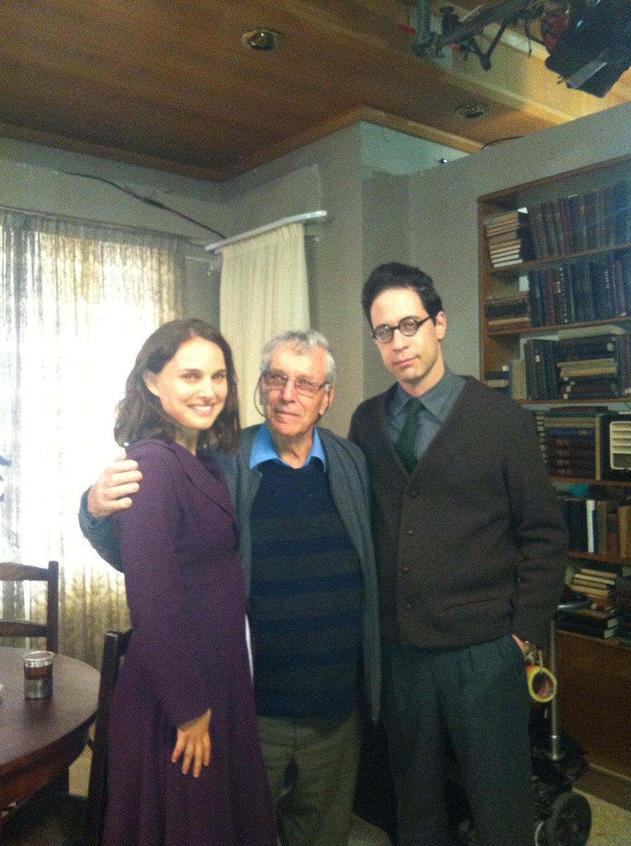Fania Oz Salzberger פניה עוז זלצברגר On Twitter I Took This Pic Of Amos Oz With His Cinematic Parents Natalieportman Gilad Kanana On The Film Set Of A Tale Of Love And Darkness