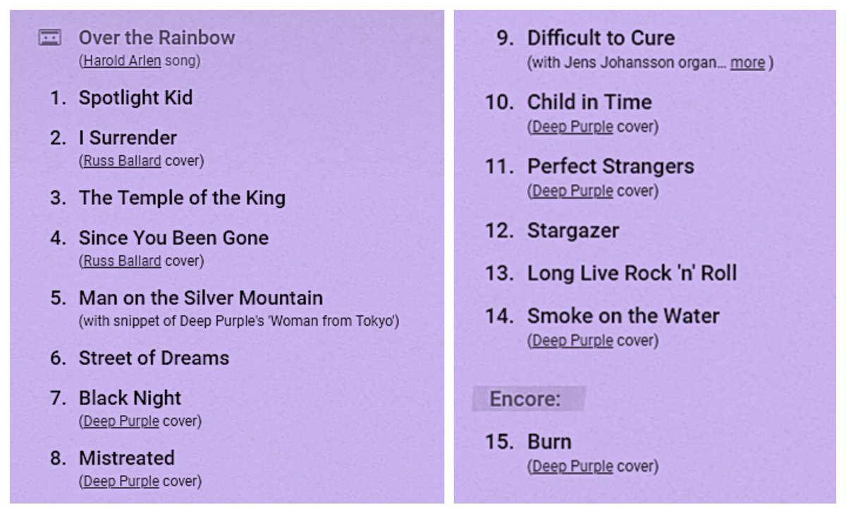 AtelierRococo's tweet photo. #Setlist🎶
#Rainbow2018🌈
#RitchieBlackmore
#MemoriesInRock2018
#RitchieBlackmoresRainbow
at O2 Arena,
Prague, Czech Republic🇨🇿
Apr,20th, 2018 https://t.co/v7QRo1nS9y