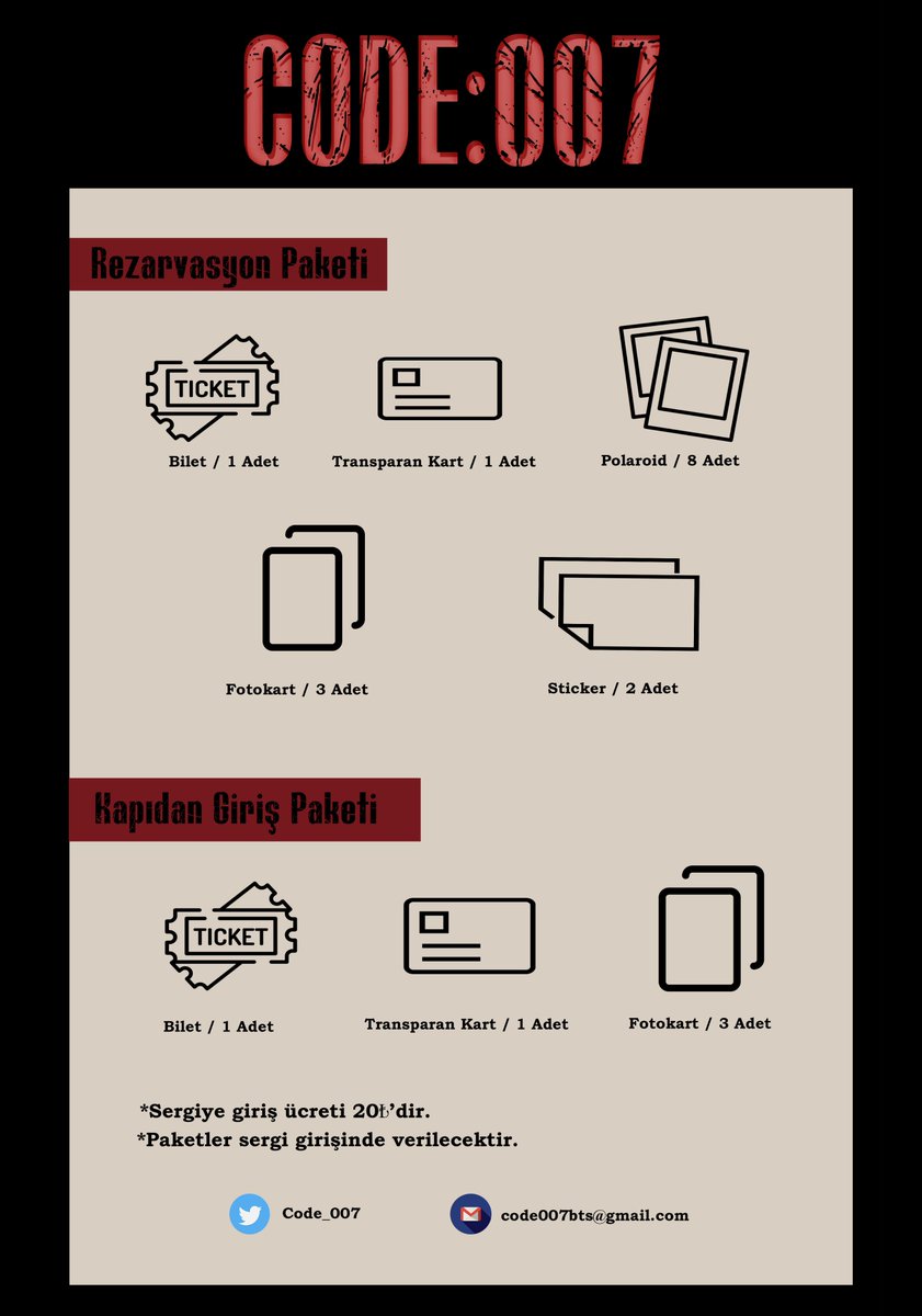 CODE:007 BTS FOTOĞRAF SERGİSİ

12.05.2018 | İstanbul

➖ 

BTS 5.Yıl Dönümü Projesi
Ayrıntılı Bilgi ve Rezervasyon > goo.gl/forms/WjqtVpUr… …

*Rezervasyon yaptıran kişiler arasında albüm çekilişi yapılacaktır!