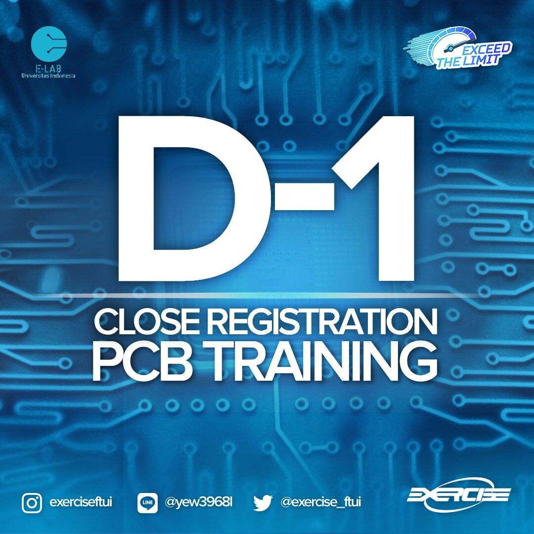 exercise_ftui's tweet photo. [H-1 CLOSE REG. TRAINING PCB]

Pagi Elektro!⚡️

1 hari lagi registrasi Training PCB ditutup!
ayo jangan lupa daftar!

https://t.co/JWQKZYrRIF

Batas Pembayaran: 23 April
Training: 25/26 April
 
Cek terus OA kami ya👌

Research and Development
Exercise FTUI 2018
#ExceedTheLimit https://t.co/iIFhP8NodT