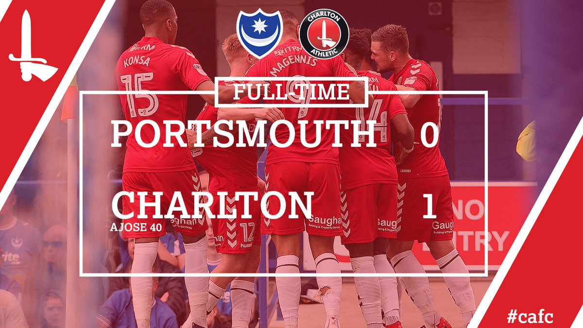 CAFCofficial's tweet image. FULL-TIME | Portsmouth 0 Charlton 1

A HUGE HUGE HUGE WIN!! GET IN YOU ADDICKS!!! #cafc