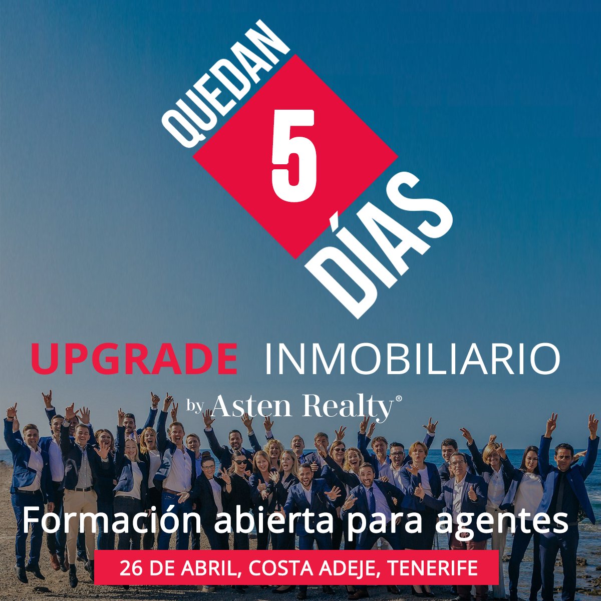 El evento más ponente de la primavera! UPGRADE INMOBILIARIO con Top Coaches to bost your Performance! Más info y entradas en https::/astenOnline.com/upgrade
