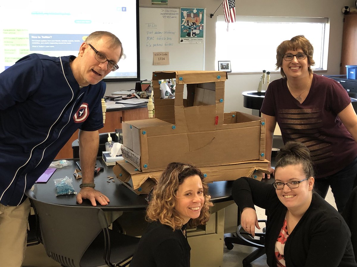MrMarkLyons's tweet photo. Cardboard challenge accepted by these awesome educators! @BAISD @kevinhoneycutt #glbtech2018 https://t.co/GpKBYLZX4p