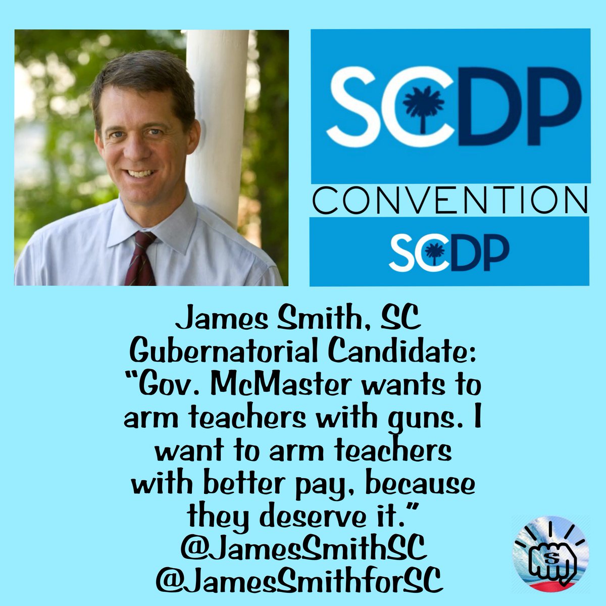 ThePrettyEdge's tweet photo. 3/TODAY South Carolina Dem Convention
#JamesSmithforGovernor
@JamesSmithSC
@JamesSmithforSC
#SCDP #scpol
@scdp
@SMACKTheRed #SMACKTheRedOUT #GovernorMcMaster https://t.co/IRiEAZToha