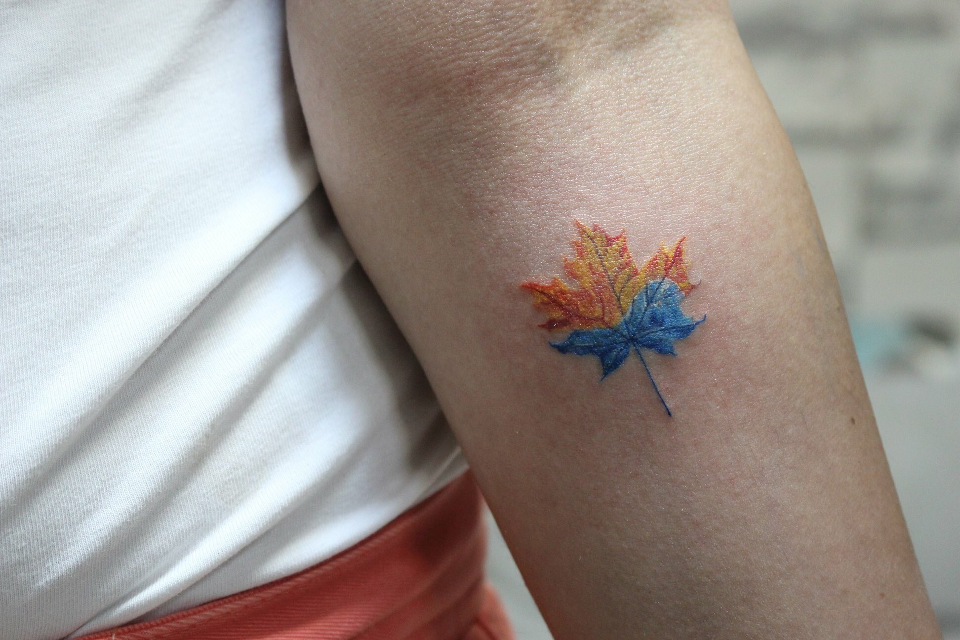 A Canadian Maple Leaf with values close tomy heart and a hidden bit of  home Done by Harley at Depression Ink in Stouffville ON  rtattoos