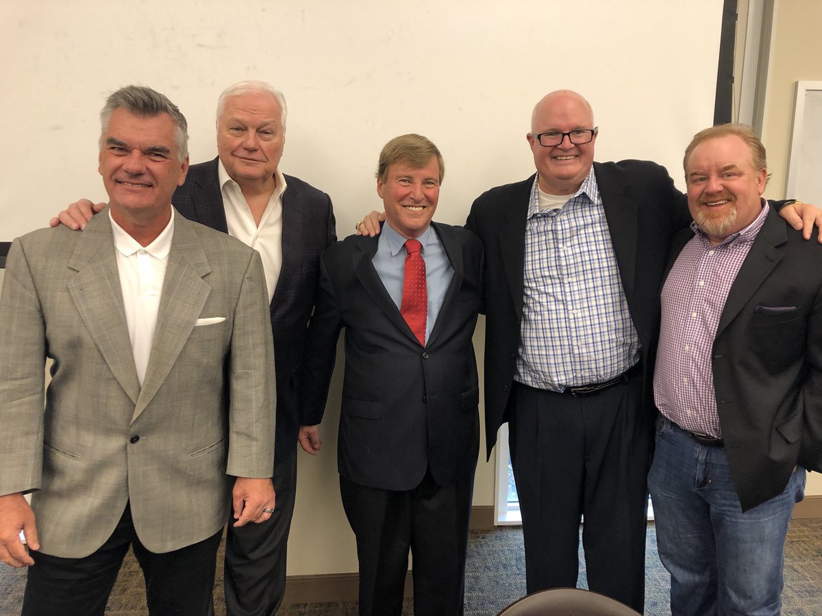 leighsteinberg's tweet photo. Our @SMUSportMgmt @SportsCareerCon is underway! 1st was our Sports Media panel @dalehansen, @fishsports, @BryanBroaddus &amp; @brianestridge https://t.co/whawDlQXHe
