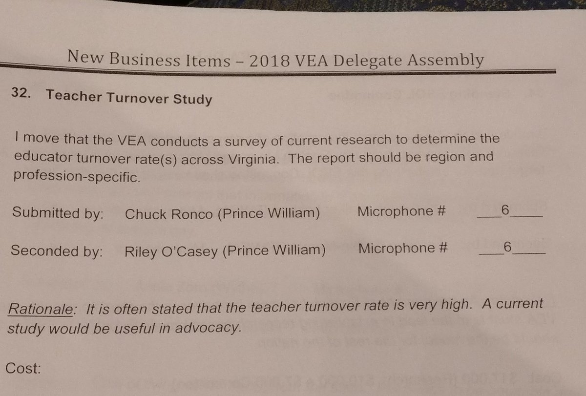 PrinceWilliamEA's tweet photo. PWEA Board Member Chuck Ronco's NBI passed #VEAConvention2018 #VEAUnity https://t.co/moHSnLuuGU