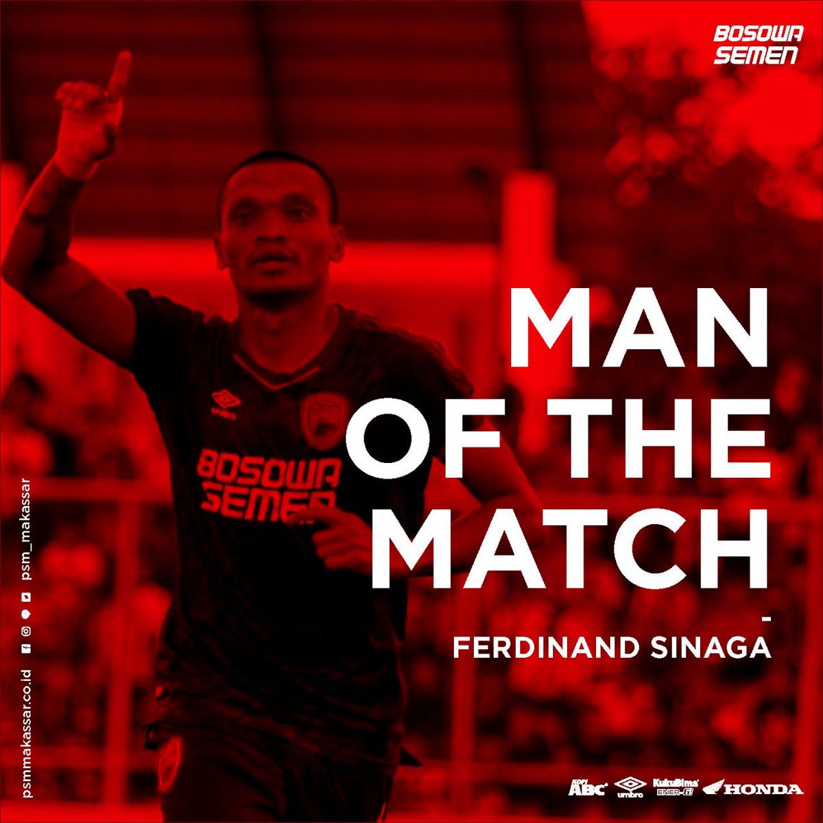 PSM_Makassar's tweet photo. Man Of The Match pada pertandingan #PSMpstira adalah ' The Dragon ' Ferdinand Alfred Sinaga, 1 golnya berhasil membantu PSM meraih tiga poin di Mattoangin.

Selamat Ferdinand🐉.

#EwakoPSM https://t.co/ng4kAUxrlc