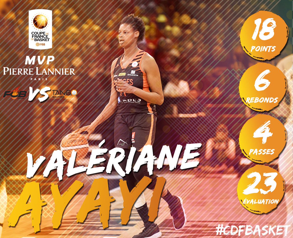 #CDFBasket Dans cette Finale de Coupe de France Féminine, <a href="/valeriane_ayayi/">Valériane Ayayi</a> s'est illustrée et a reçu le trophée MVP <a href="/Pierre_Lannier/">Pierre Lannier</a> ! 🏆🏀