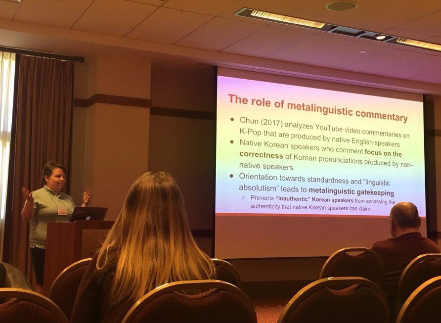 NCSULinguistics's tweet photo. More photos from engaging #SECOL presentations: Marie Bissell, @jesshatchling &amp; Prof Jeff Reaser, @KNWaldorf, and (friend-of-the-Wolfpack!) Prof Dennis Preston. https://t.co/pkRwaxyL0x