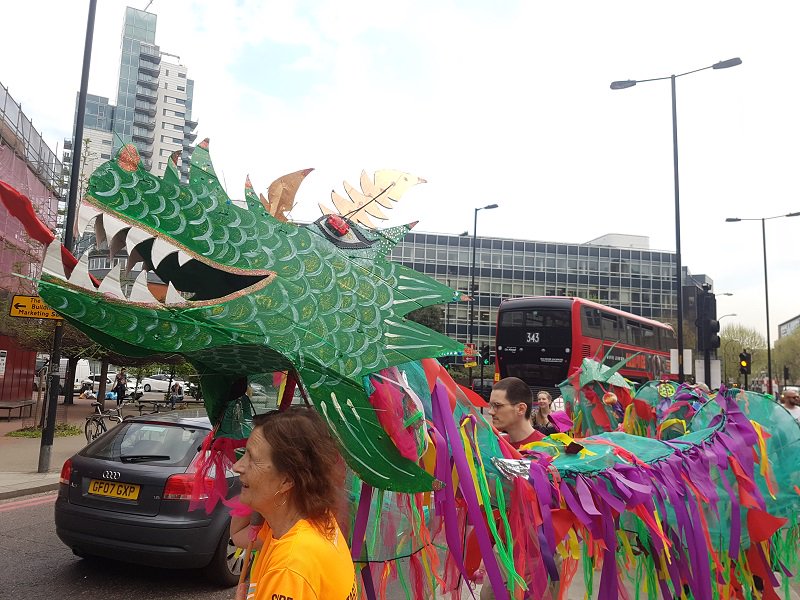 That was fun! A sunny afternoon parade for our Dragon in St <a href="/GeorgeSouthwark/">St George in Southwark Festival</a> Festival. Great work restoring the Dragon Li @ArtStars2007 + merry cheer to all those who came along.